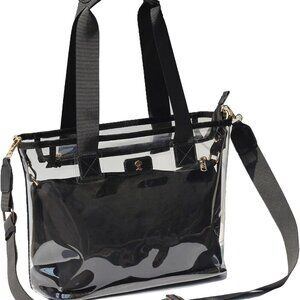 Stylish Iridescent Clear Tote Bag with Bag-in-Bag Design for Festivals & Beaches